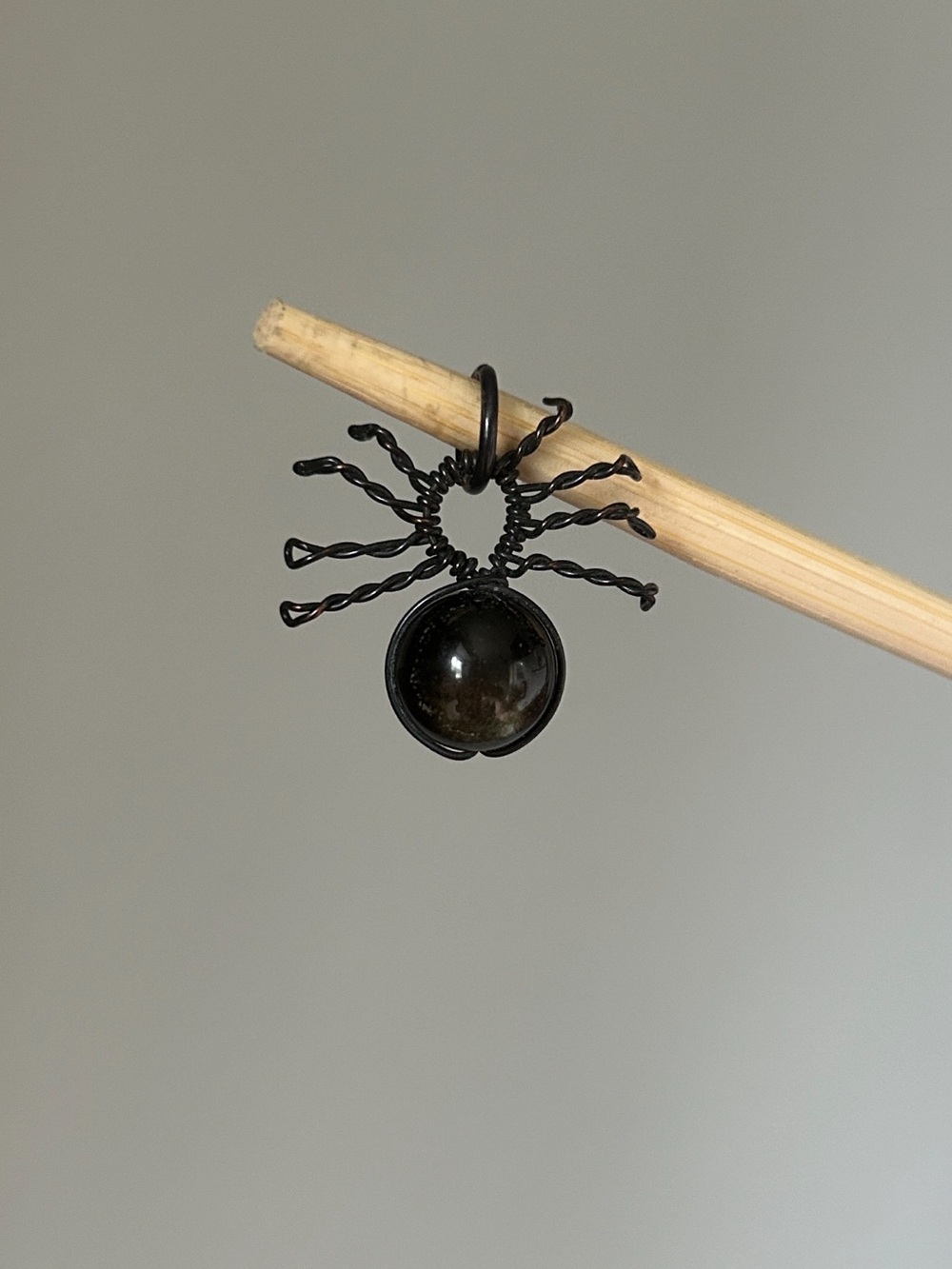 Handcrafted Black Spider Charm Pendant